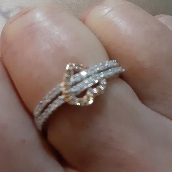 .28ctw. Champagne And White Diamond Heart Band Ring - Picture 5 of 8